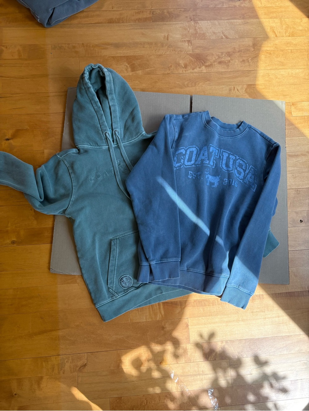Coat USA Men's Blue Crewneck Sweatshirt and Green Hoodie